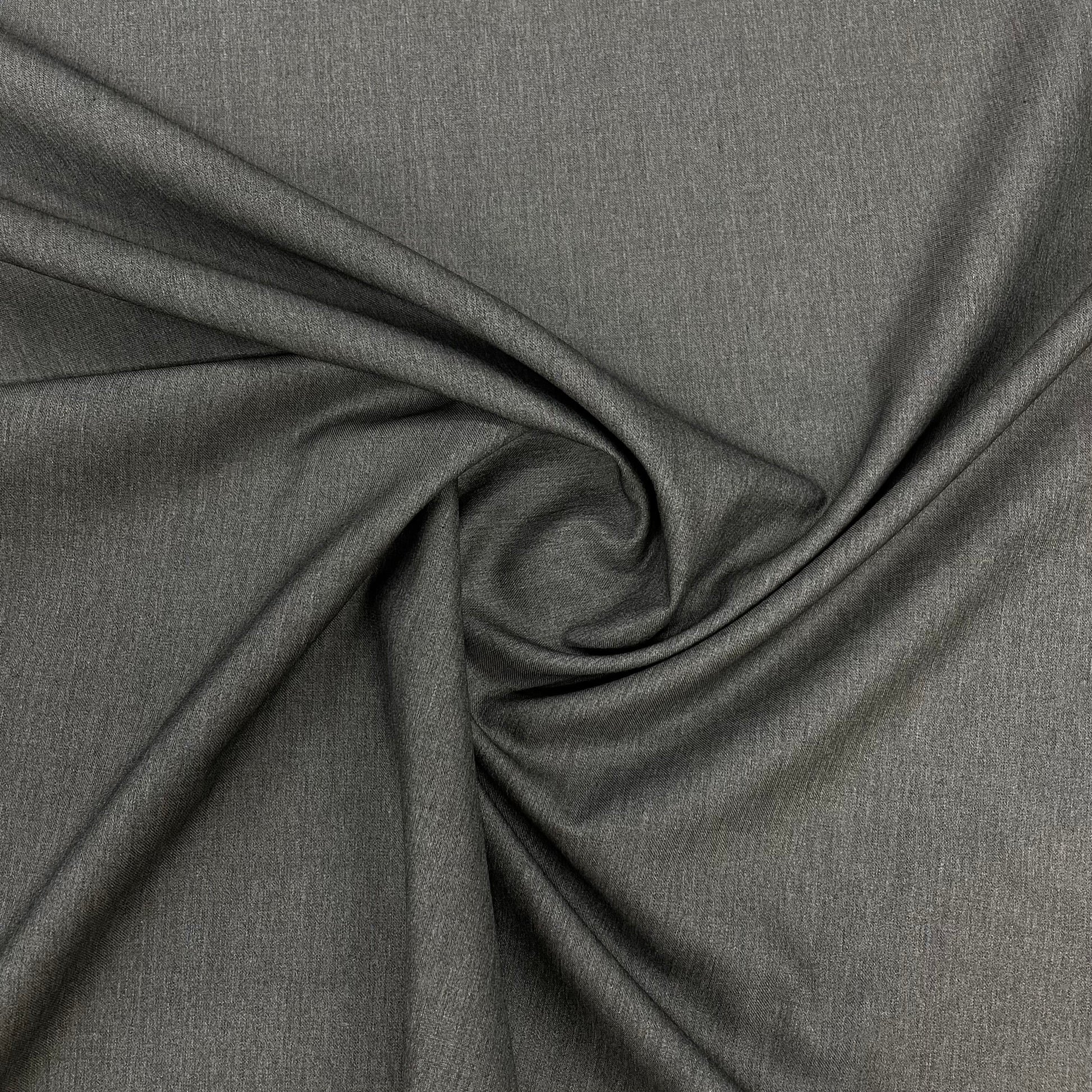 Grey Solid Poly Viscose Suiting Fabric - TradeUNO