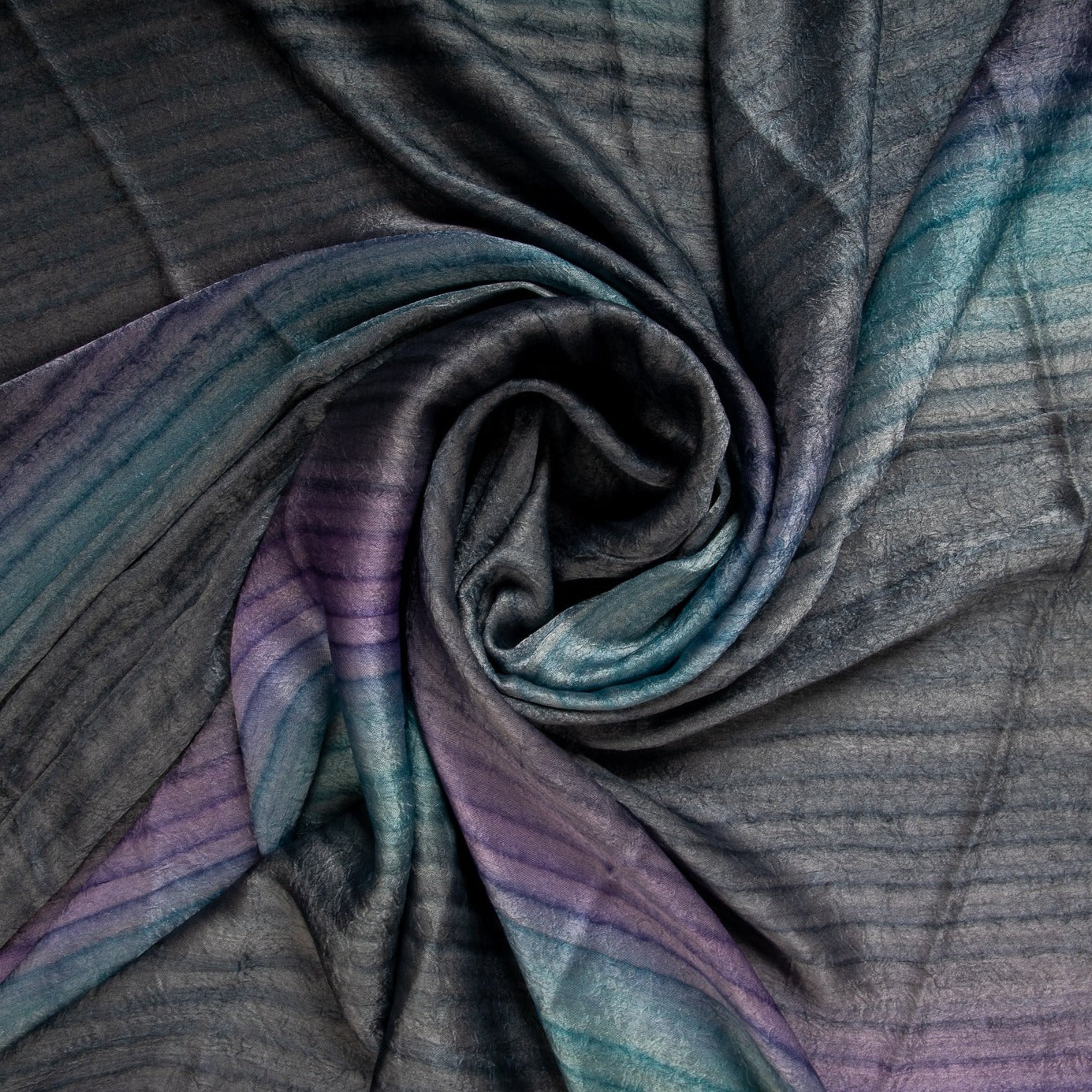 Grey & Teal Marble Print Satin Fabric Trade UNO