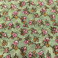Green & Pink Floral Print Brasso Velvet Fabric - TradeUNO
