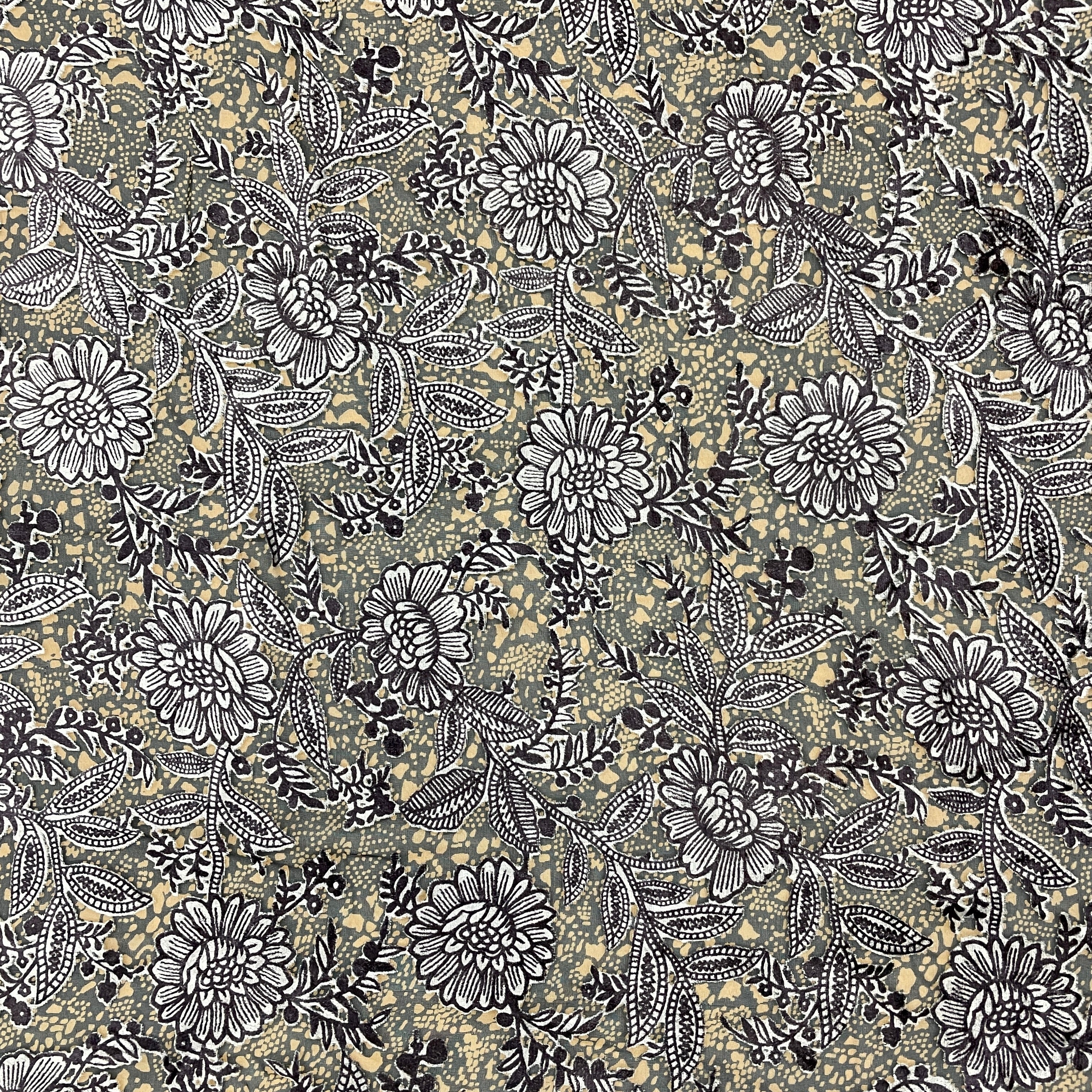Brown Floral Print Brasso Velvet Fabric - TradeUNO