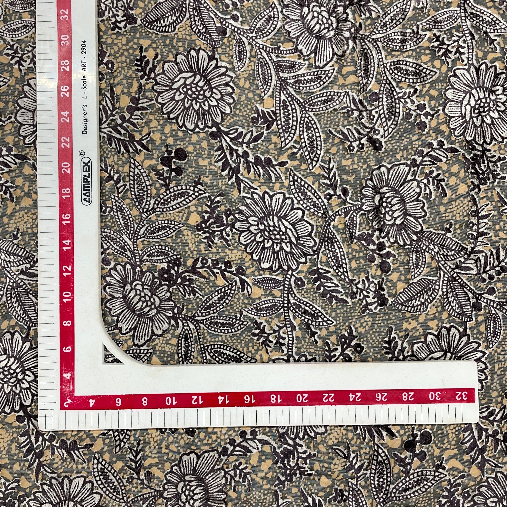 Brown Floral Print Brasso Velvet Fabric - TradeUNO