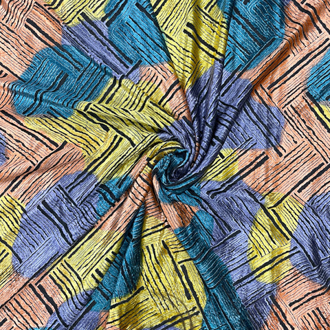 Multicolor Stripe Print Brasso Velvet - TradeUNO