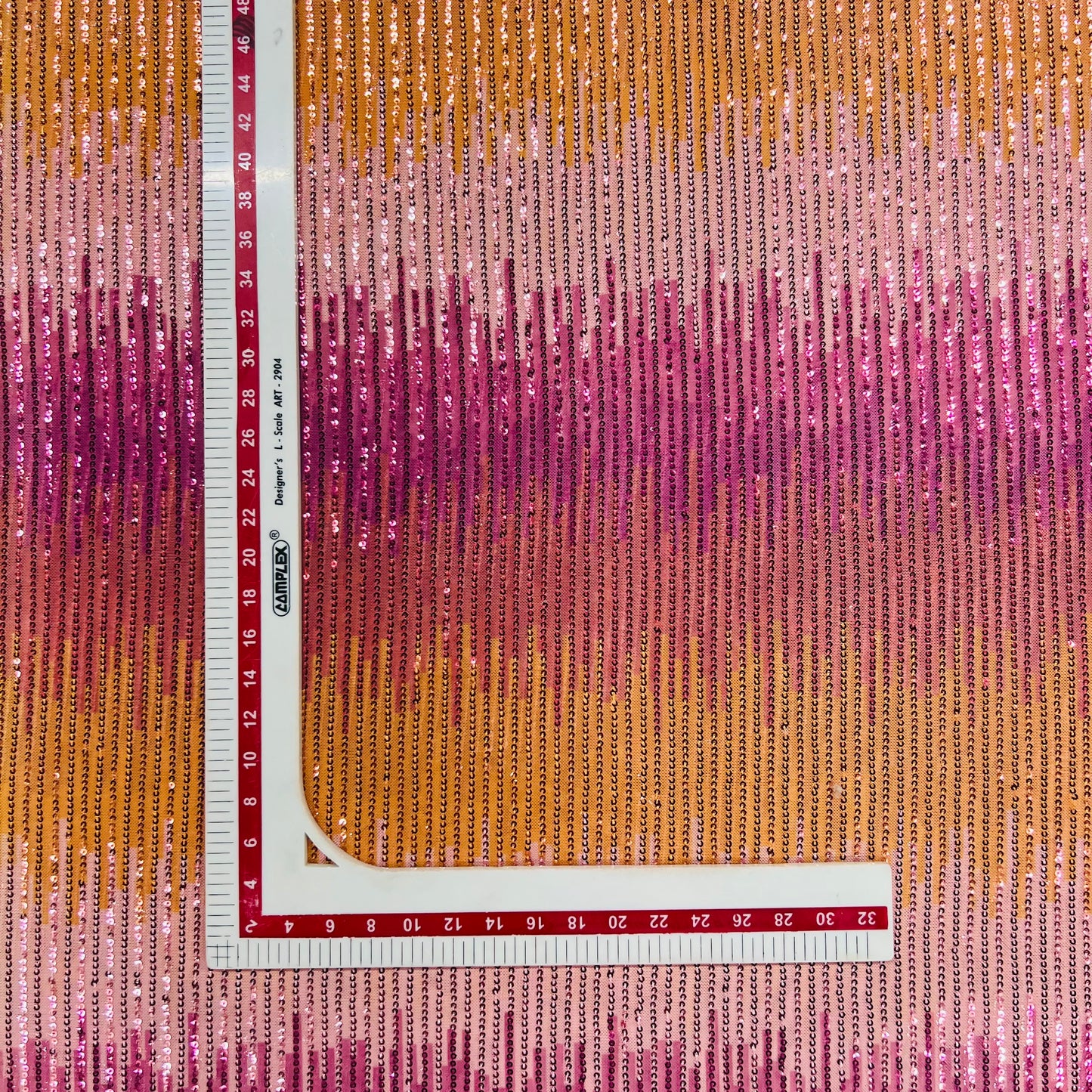 Pink & Yellow Sequence Embroidery Net Fabric - TradeUNO