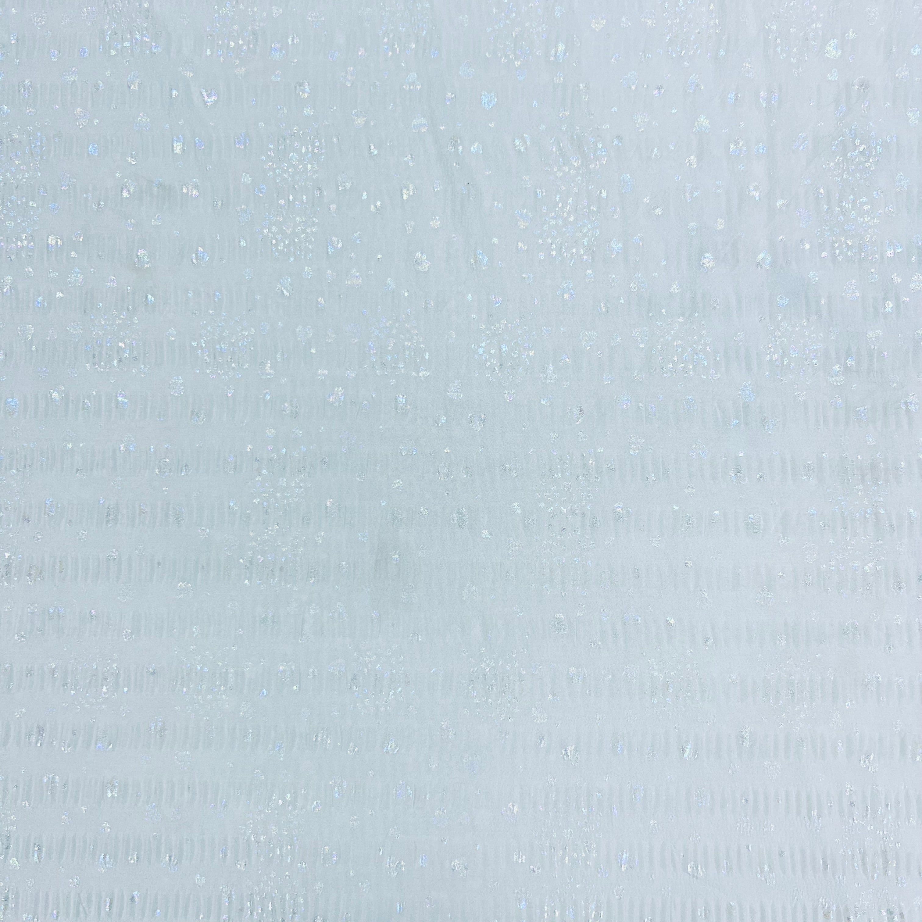 White Foil Print Knitted Lycra Fabric - TradeUNO