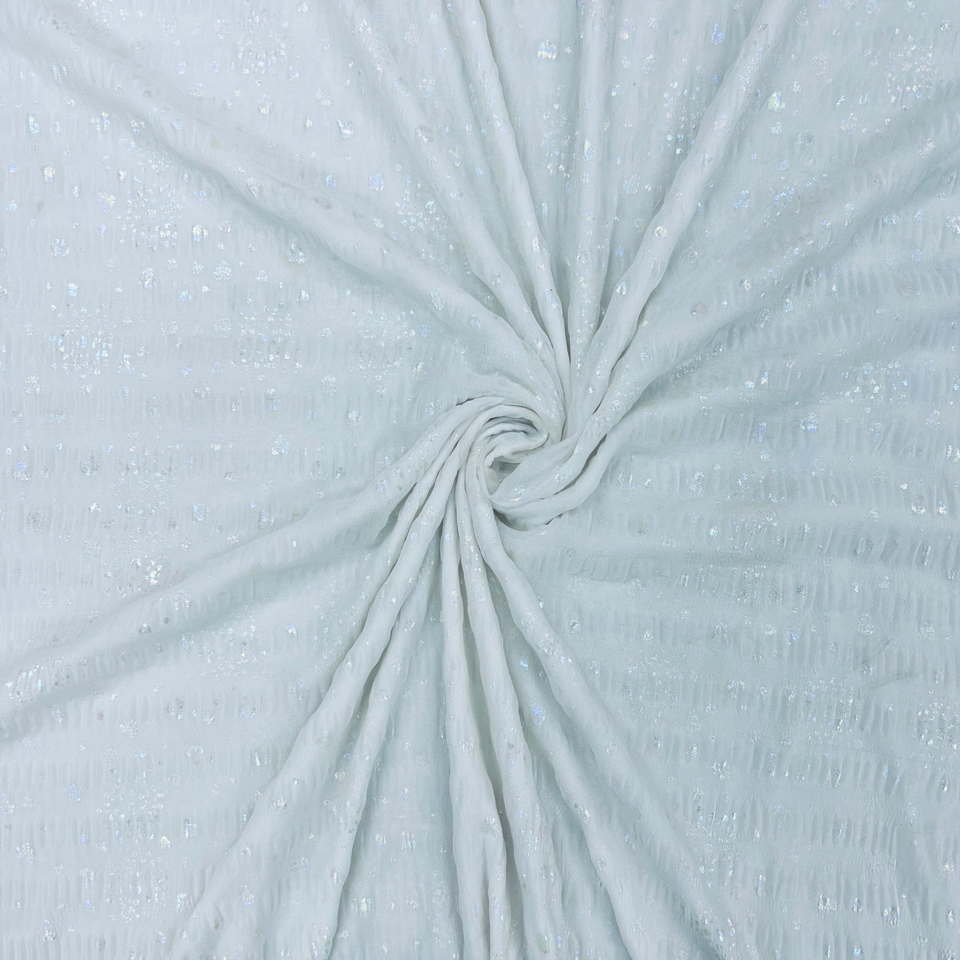 White Foil Print Knitted Lycra Fabric - TradeUNO