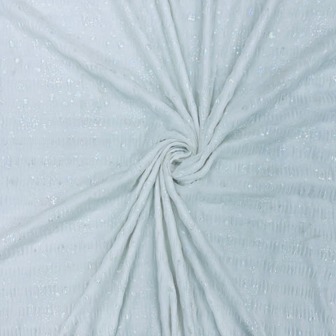 White Foil Print Knitted Lycra Fabric - TradeUNO
