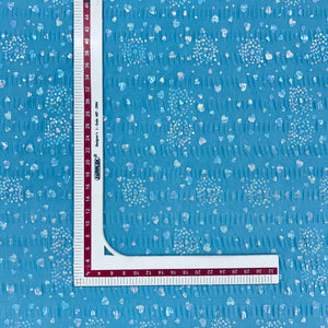 Sky Blue Foil Print Knitted Lycra Fabric - TradeUNO