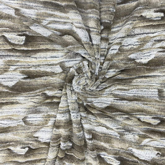 Brown & White Fur-Knitted Pile Fabric