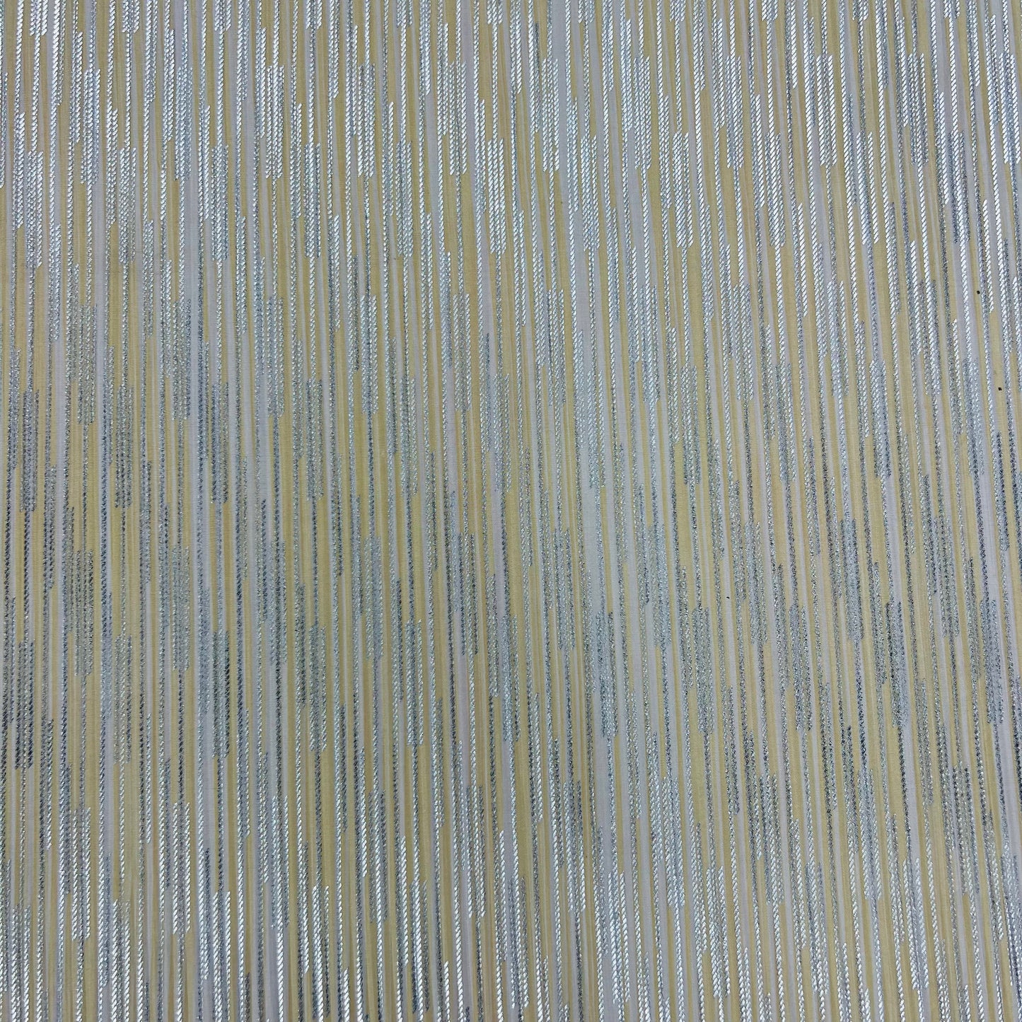 Yellow White Stripes With Foil Knitted Lycra Fabric - TradeUNO