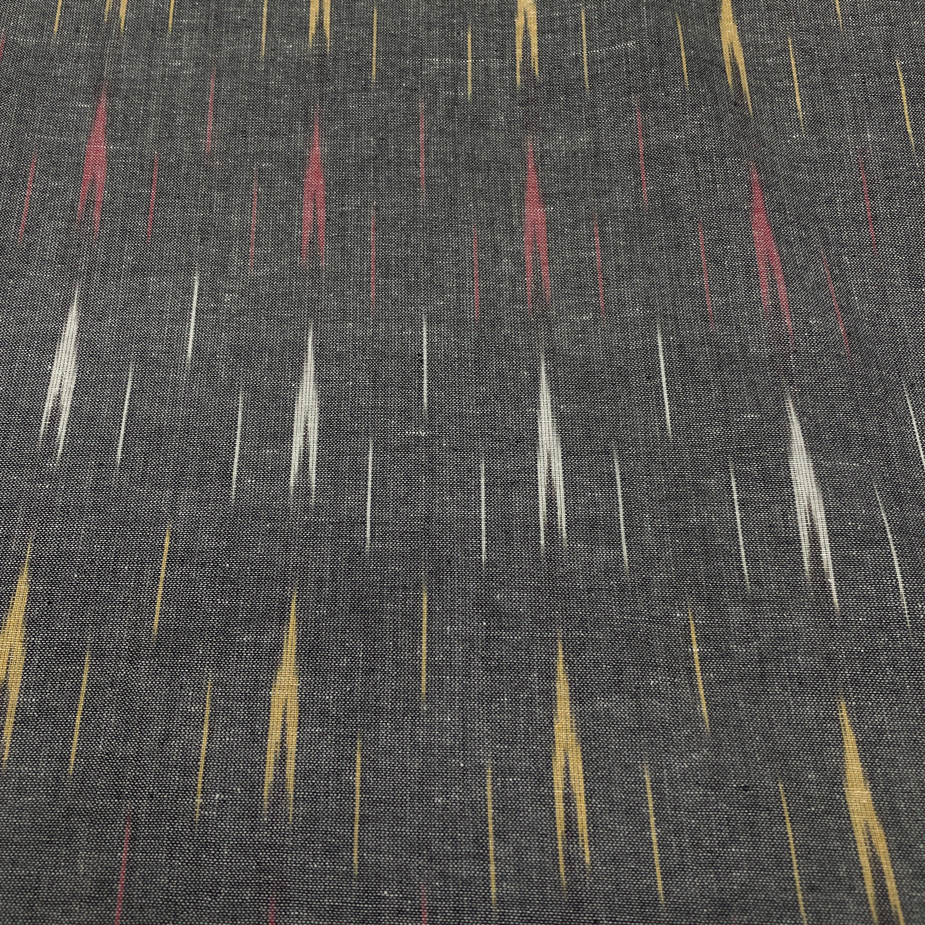 Grey With Multicolor Ikkat Cotton Fabric - TradeUNO