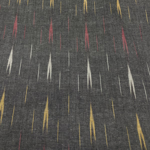 Grey With Multicolor Ikkat Cotton Fabric - TradeUNO