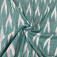 Green With White Ikkat Print Cotton Fabric