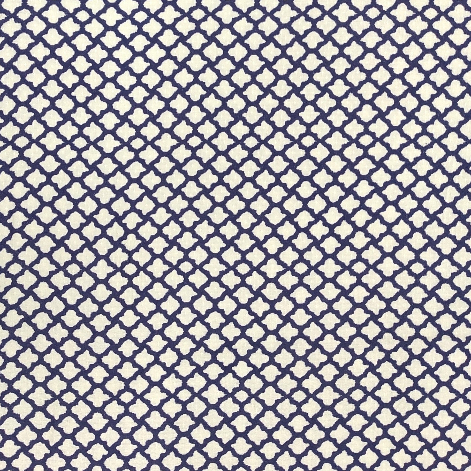 Blue & Cream Traditional  Print Viscose Dobby Fabric Trade UNO