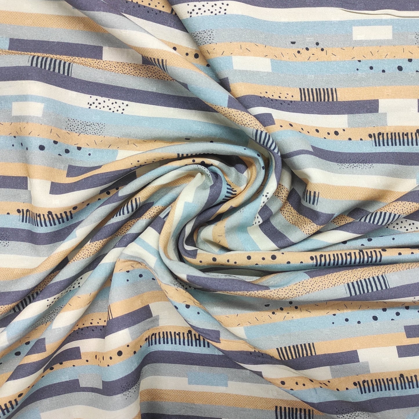 Multicolor Stripe print Viscose Dobby fabric Trade UNO