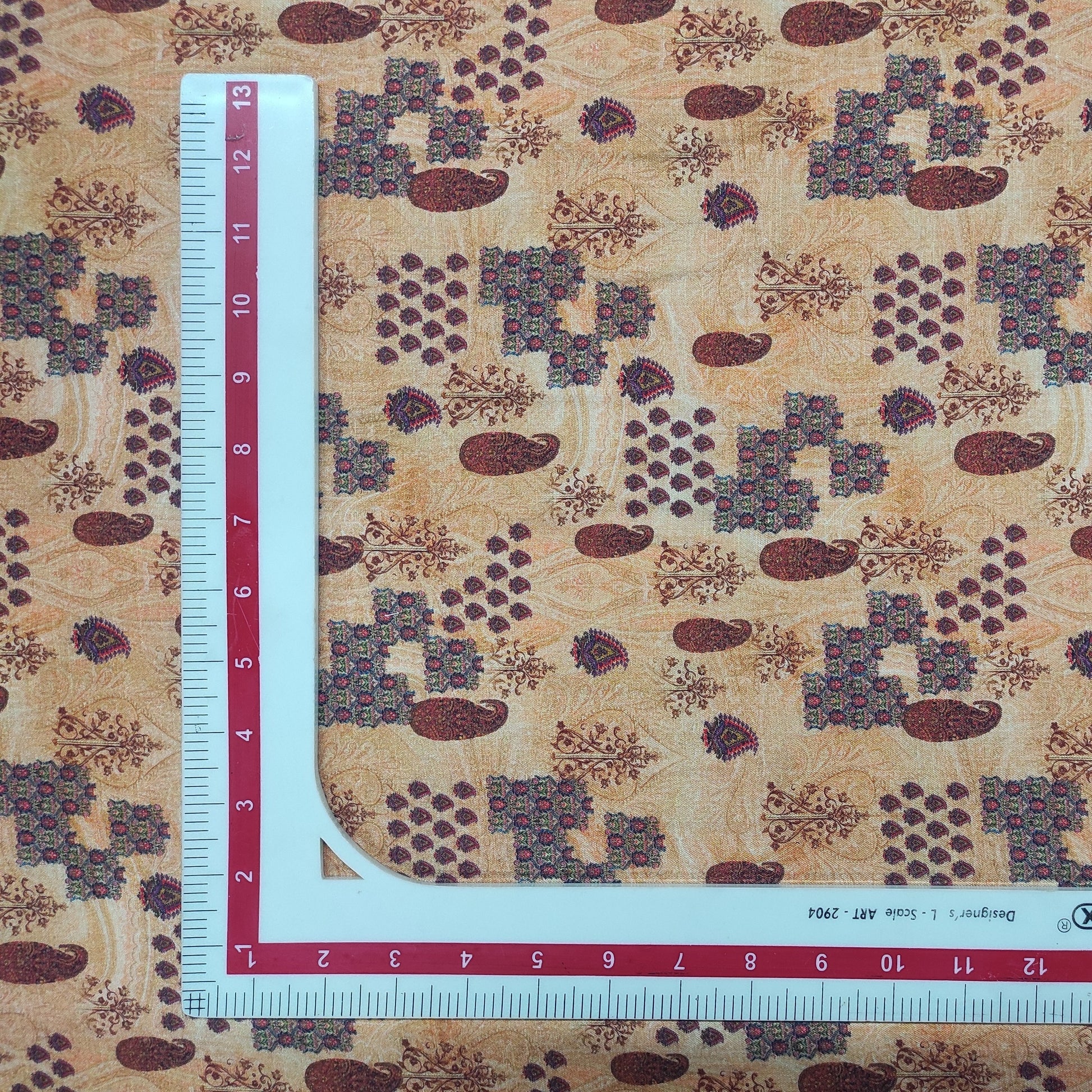 Cream Traditional Print Viscose Dobby Fabric Trade UNO