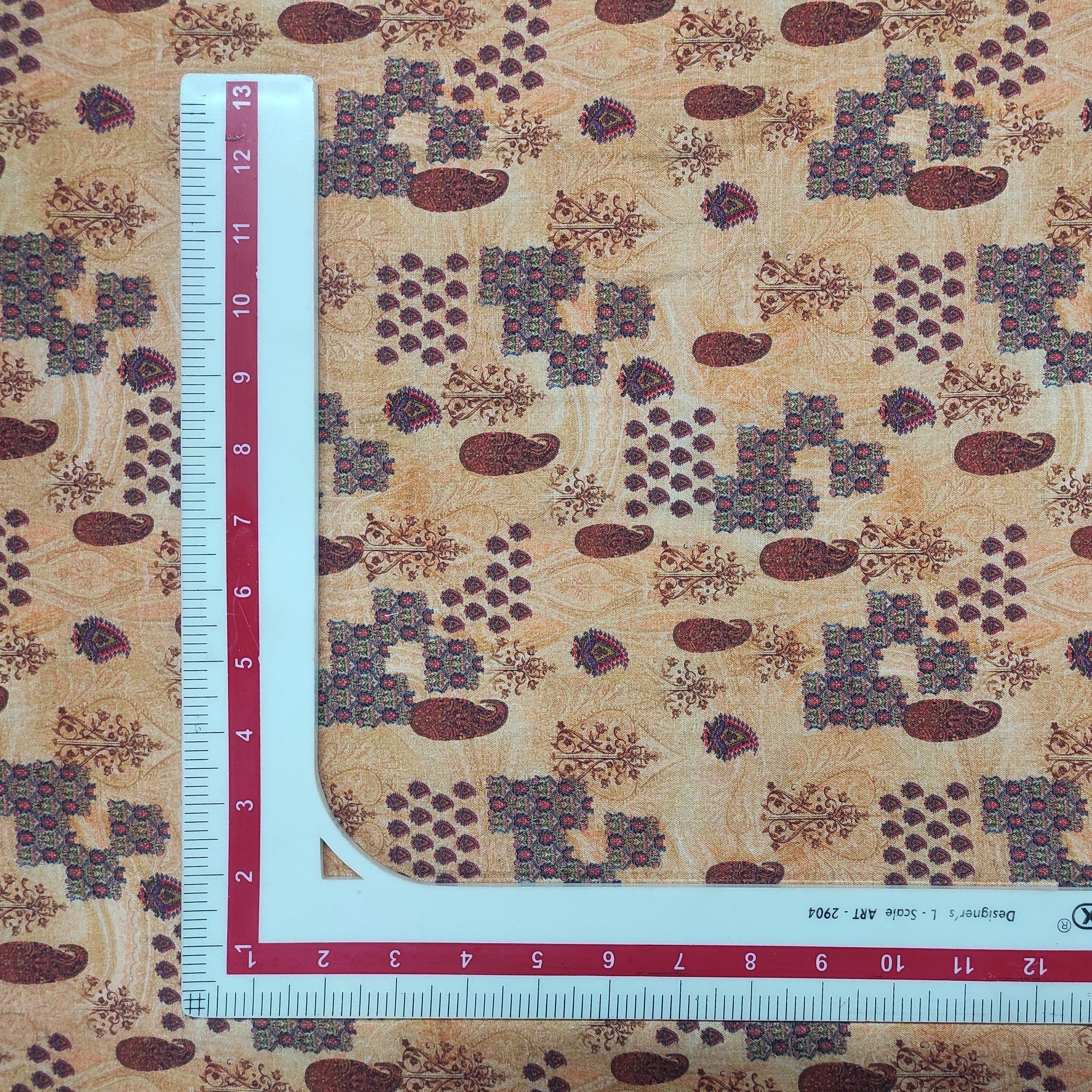 Cream Traditional Print Viscose Dobby Fabric Trade UNO