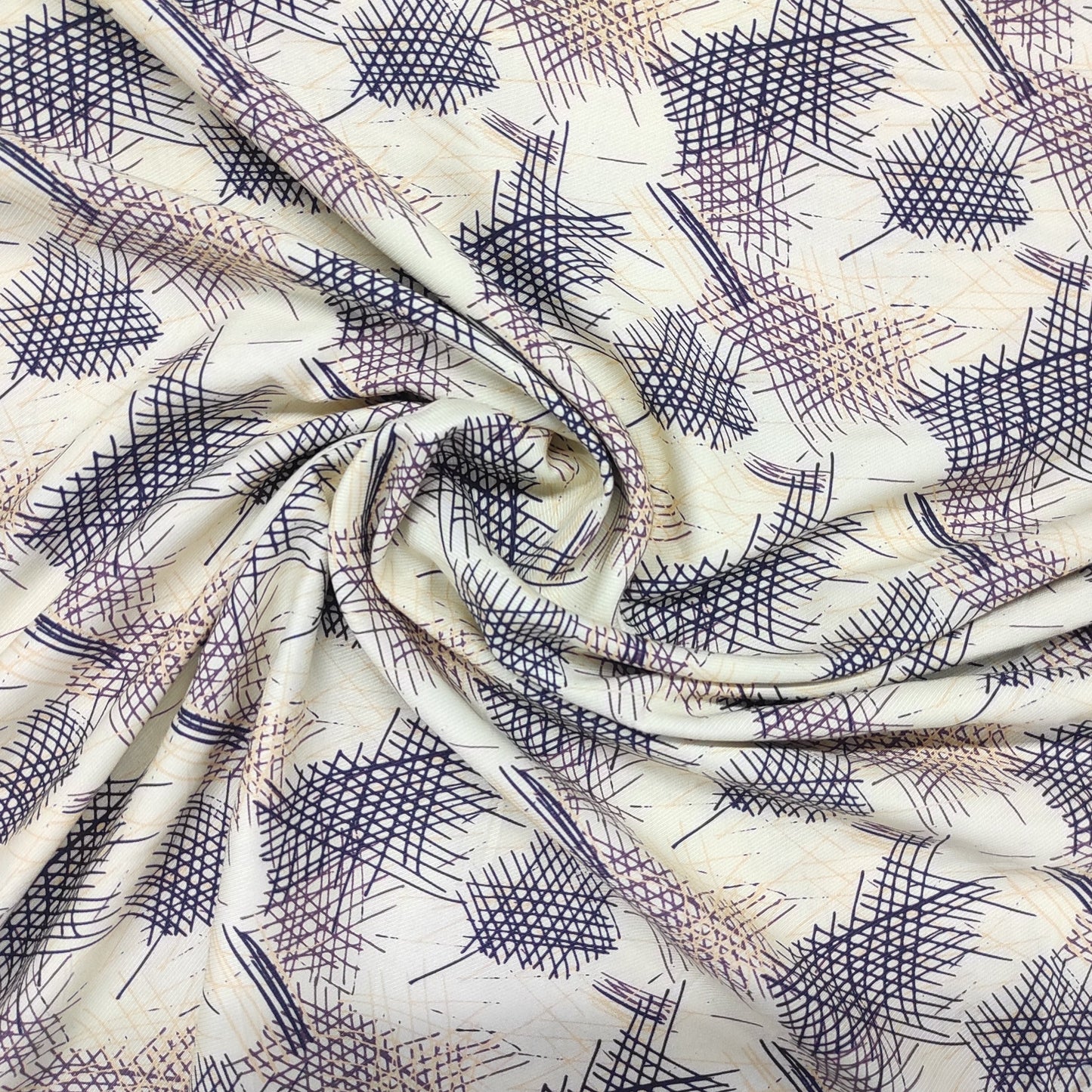 Cream Digital Print Rayon Fabric 52 Inches Plain Weave