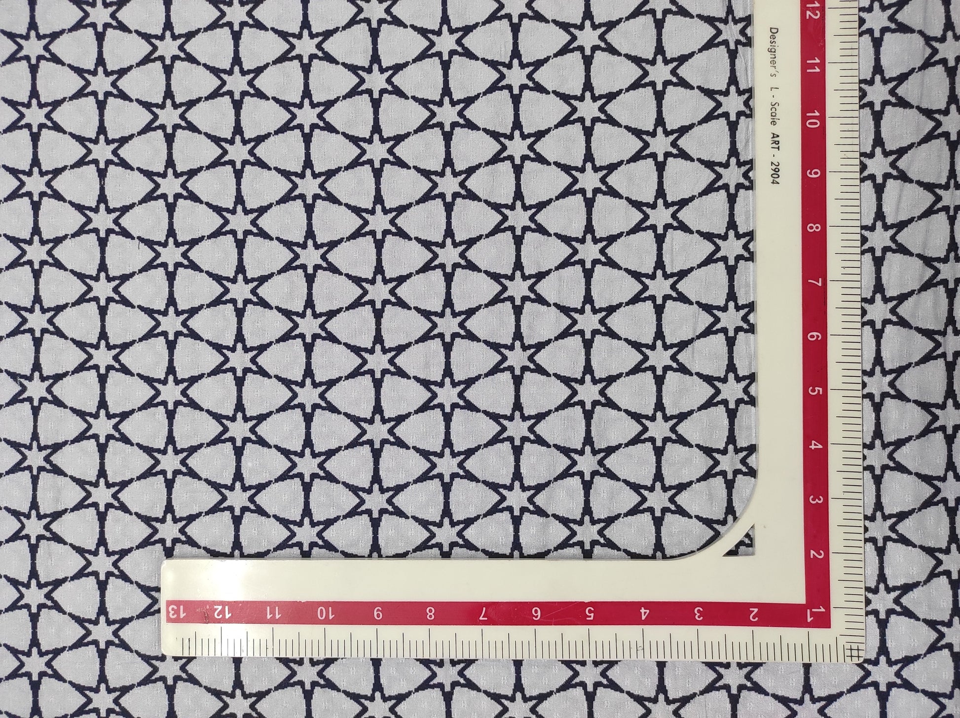 Grey & Navy Blue Star Print Viscose Dobby Fabric Trade UNO