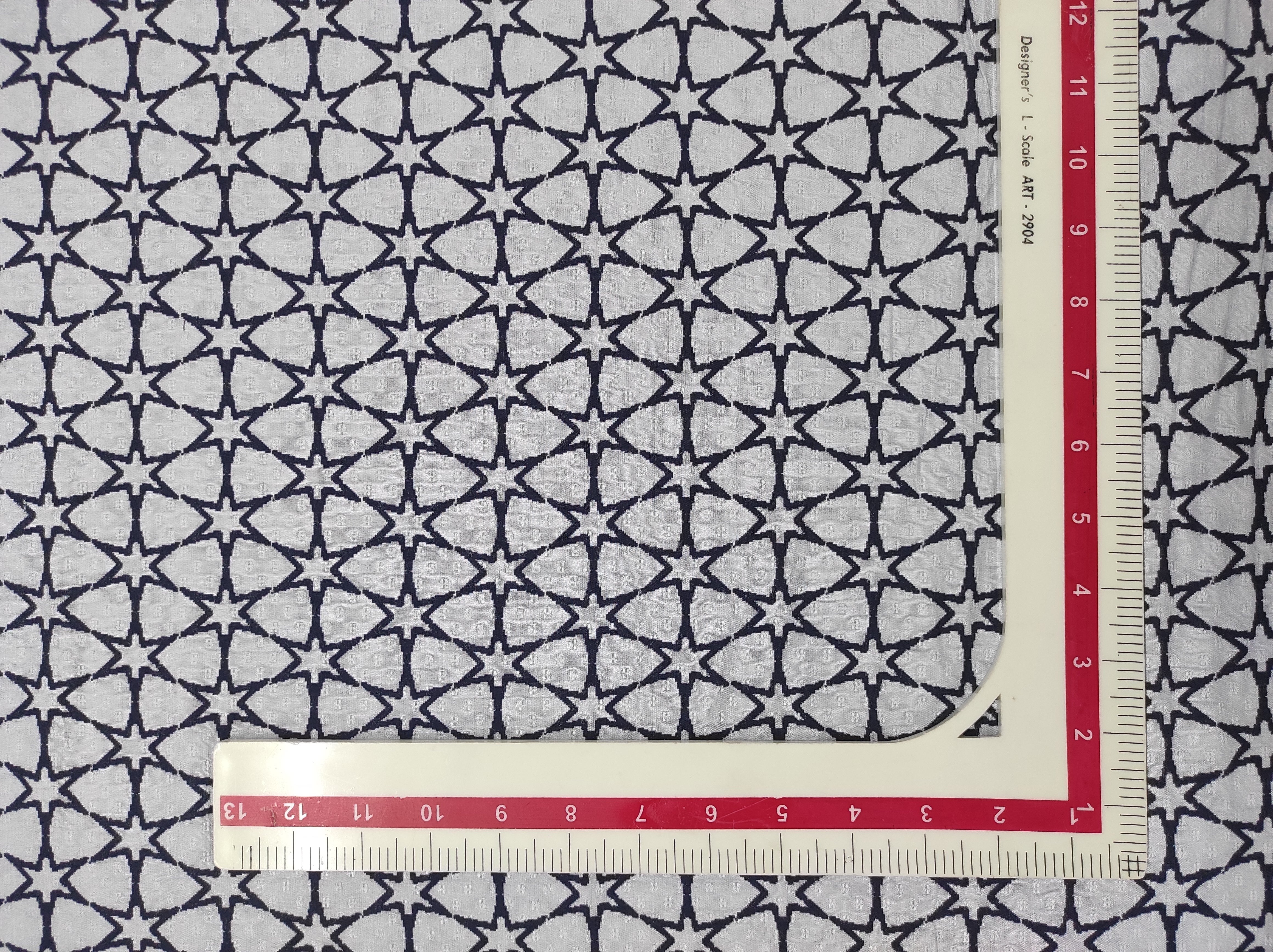 Grey & Navy Blue Star Print Viscose Dobby Fabric Trade UNO