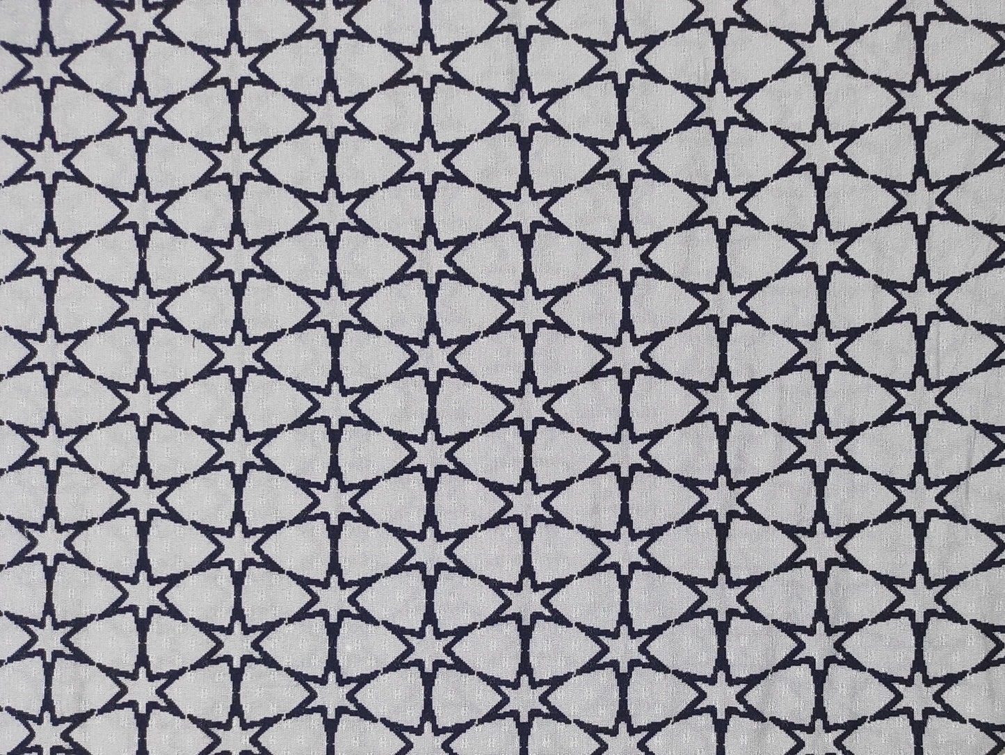 Grey & Navy Blue Star Print Viscose Dobby Fabric Trade UNO