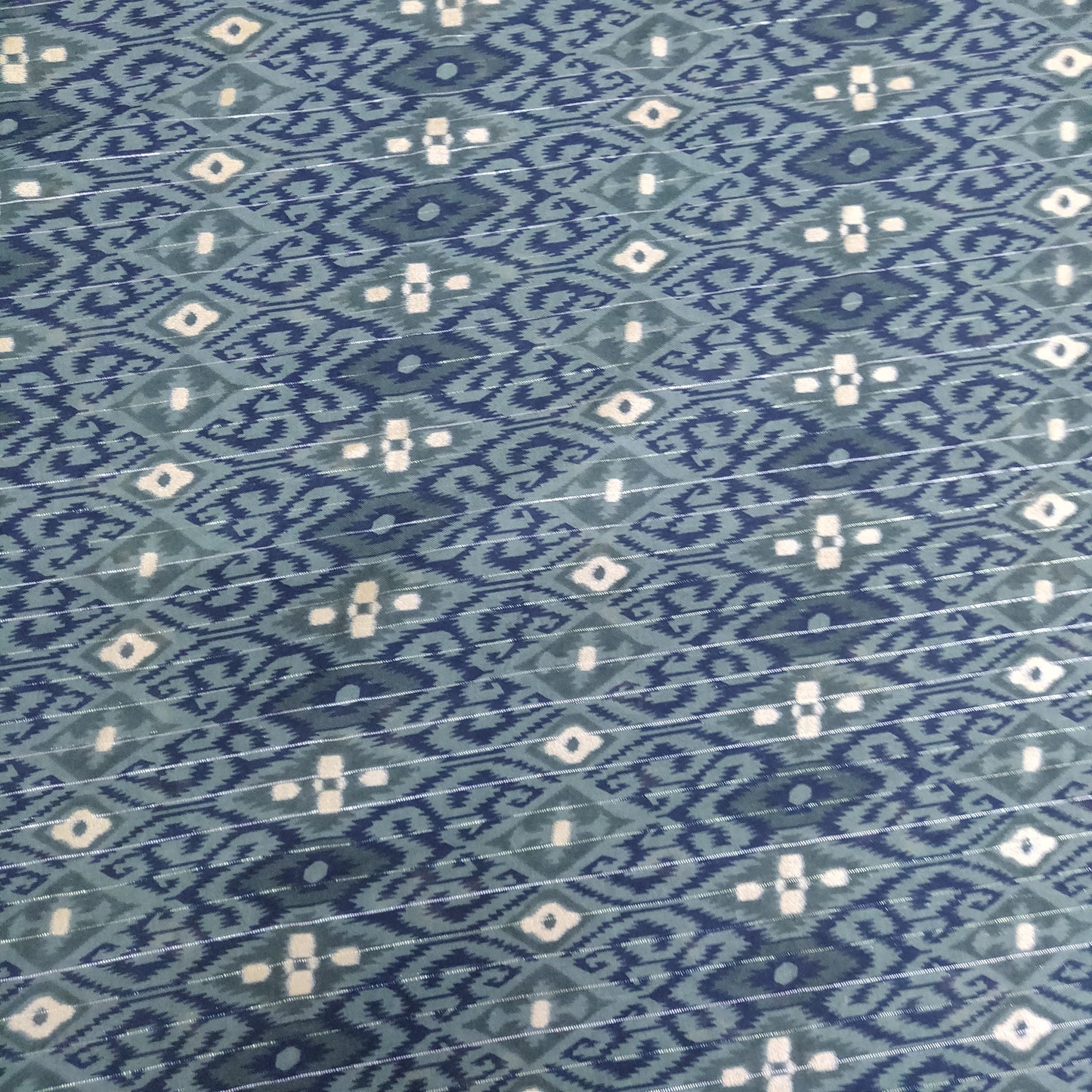 Green Ikkat Print With Lurex Rayon Fabric - TradeUNO