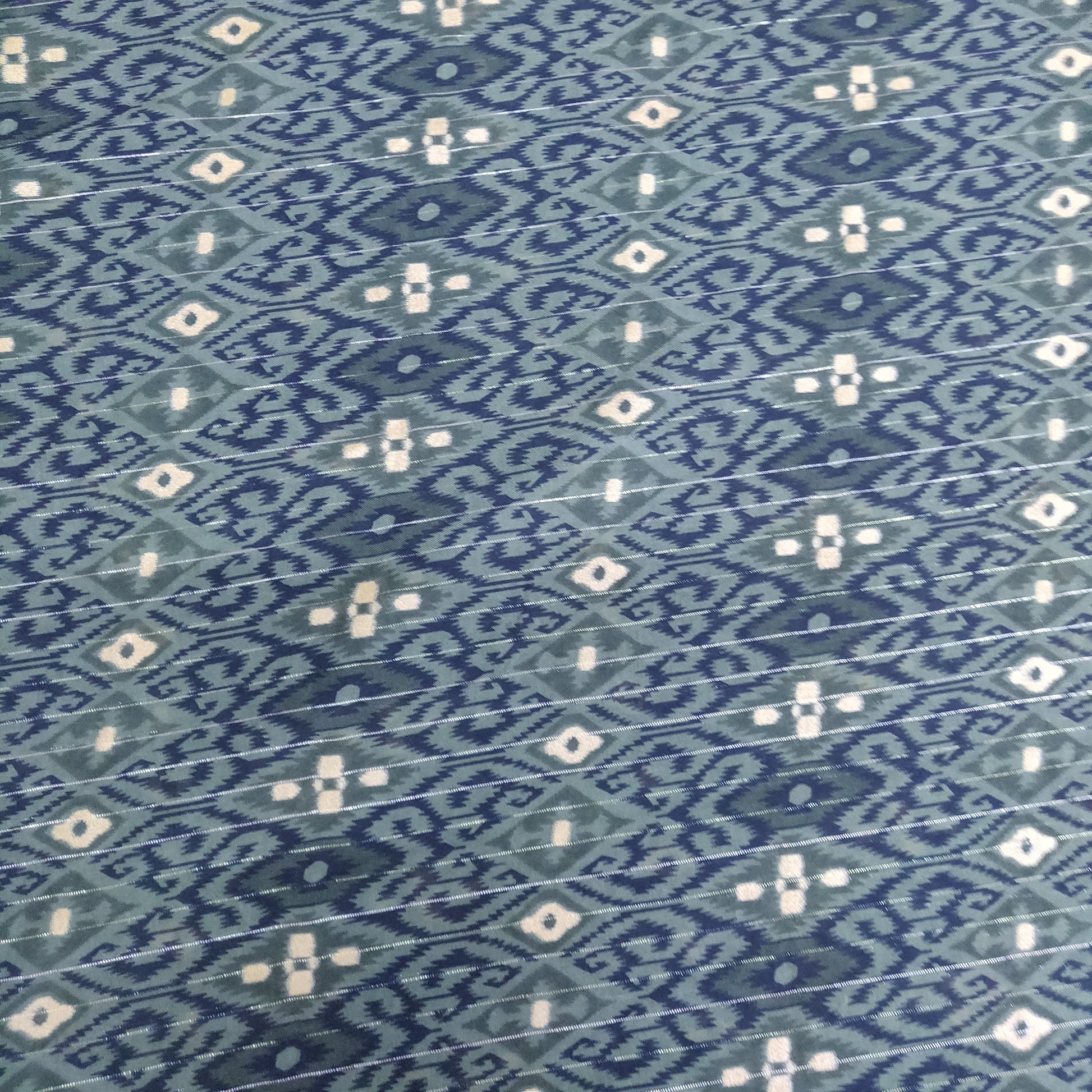 Green Ikkat Print With Lurex Rayon Fabric - TradeUNO