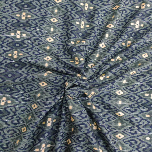 Green Ikkat Print With Lurex Rayon Fabric