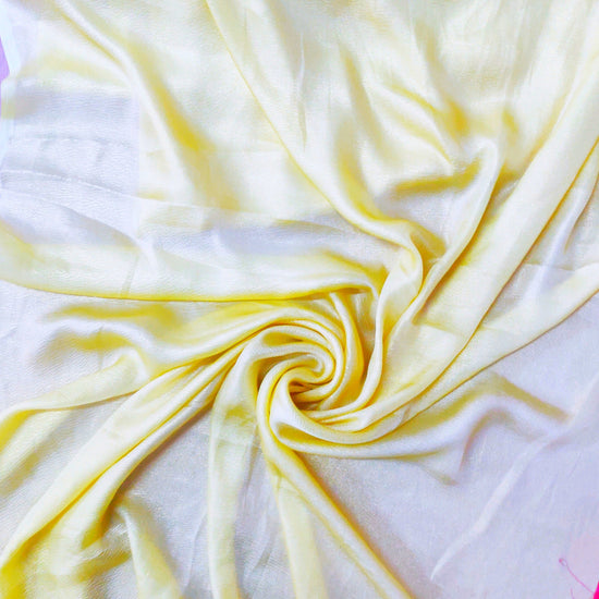 Light Yellow Solid Gold Crush Georgette Satin Fabric - TradeUNO