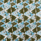 White With Green & Blue Handblock Print Cotton Fabric - TradeUNO