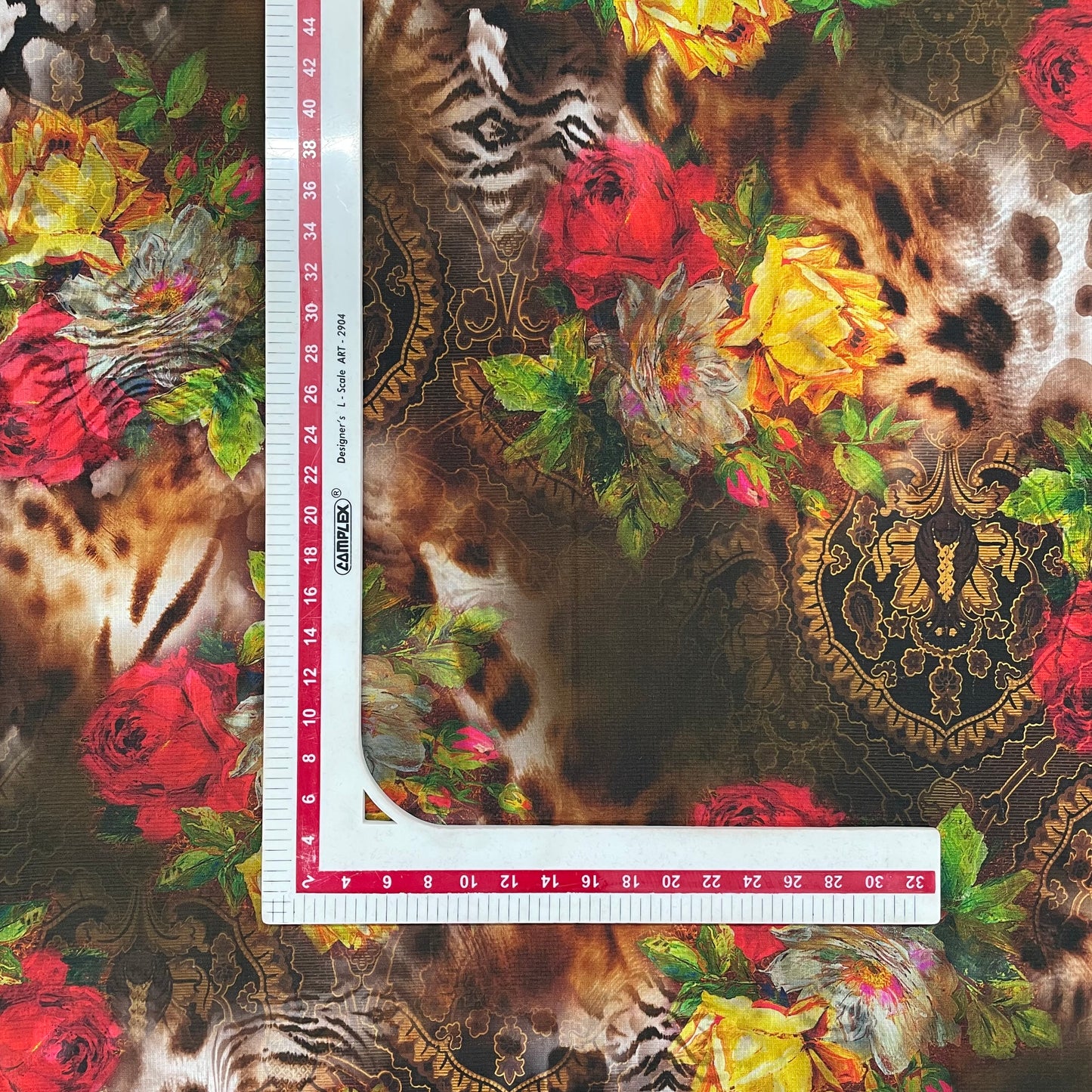 Brown & Multicolor Floral Print Viscose Satin Fabric - TradeUNO