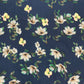 Dark Blue & Yellow Floral Print Viscose Satin Fabric - TradeUNO