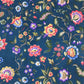 Blue & Multicolor Floral Print Viscose Dobby Fabric - TradeUNO