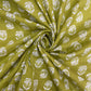 Lime Green Floral Print Cotton Fabric - TradeUNO