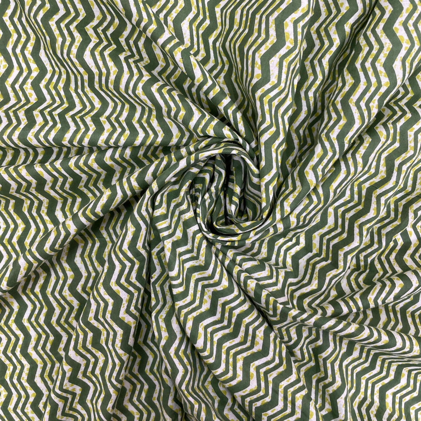 Green chevron Print Cotton Fabric - TradeUNO