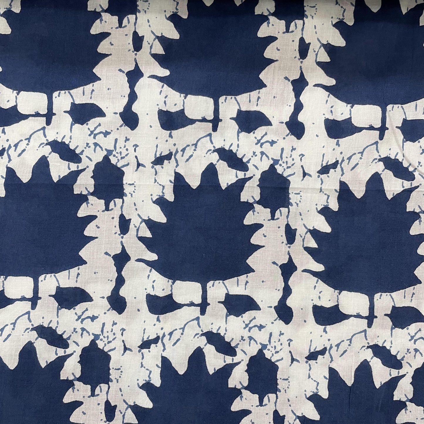 White & Indigo Handblock Cotton Fabric - TradeUNO