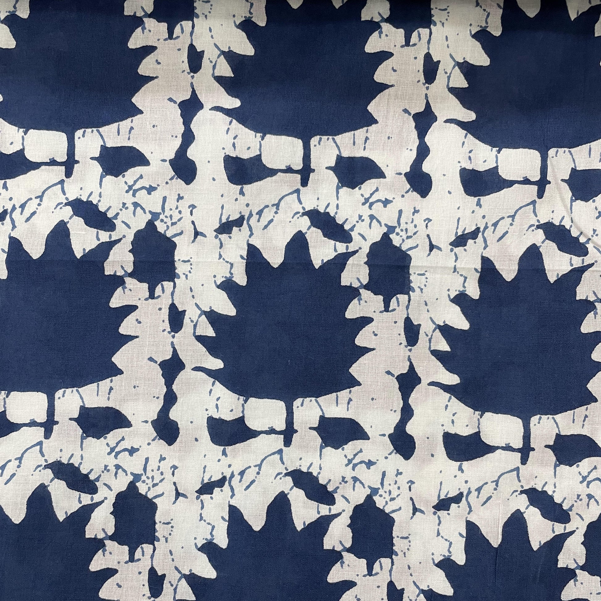 White & Indigo Handblock Cotton Fabric - TradeUNO