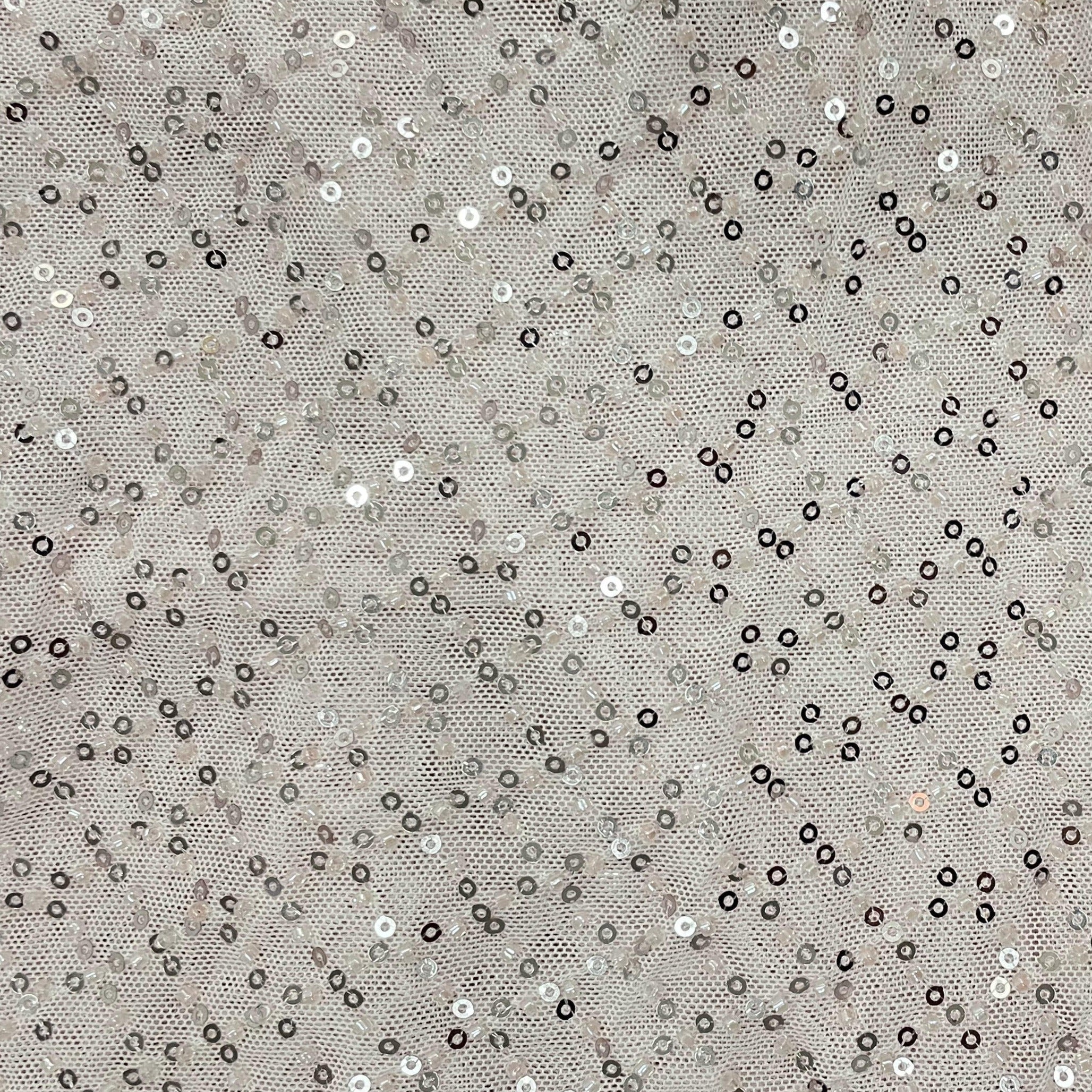 Pink Geometrical Sequence Embroidery Net Imported Fabric - TradeUNO