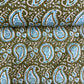 Green With Blue Paisley Print Cotton Fabric - TradeUNO