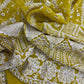 Mustard Zari Sequence Thread Embrodiery Georgette Fabric - TradeUNO