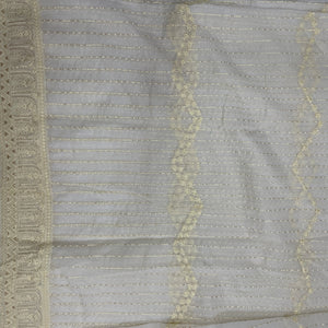 White With Thread Embroidery Kota Cotton Fabric - TradeUNO