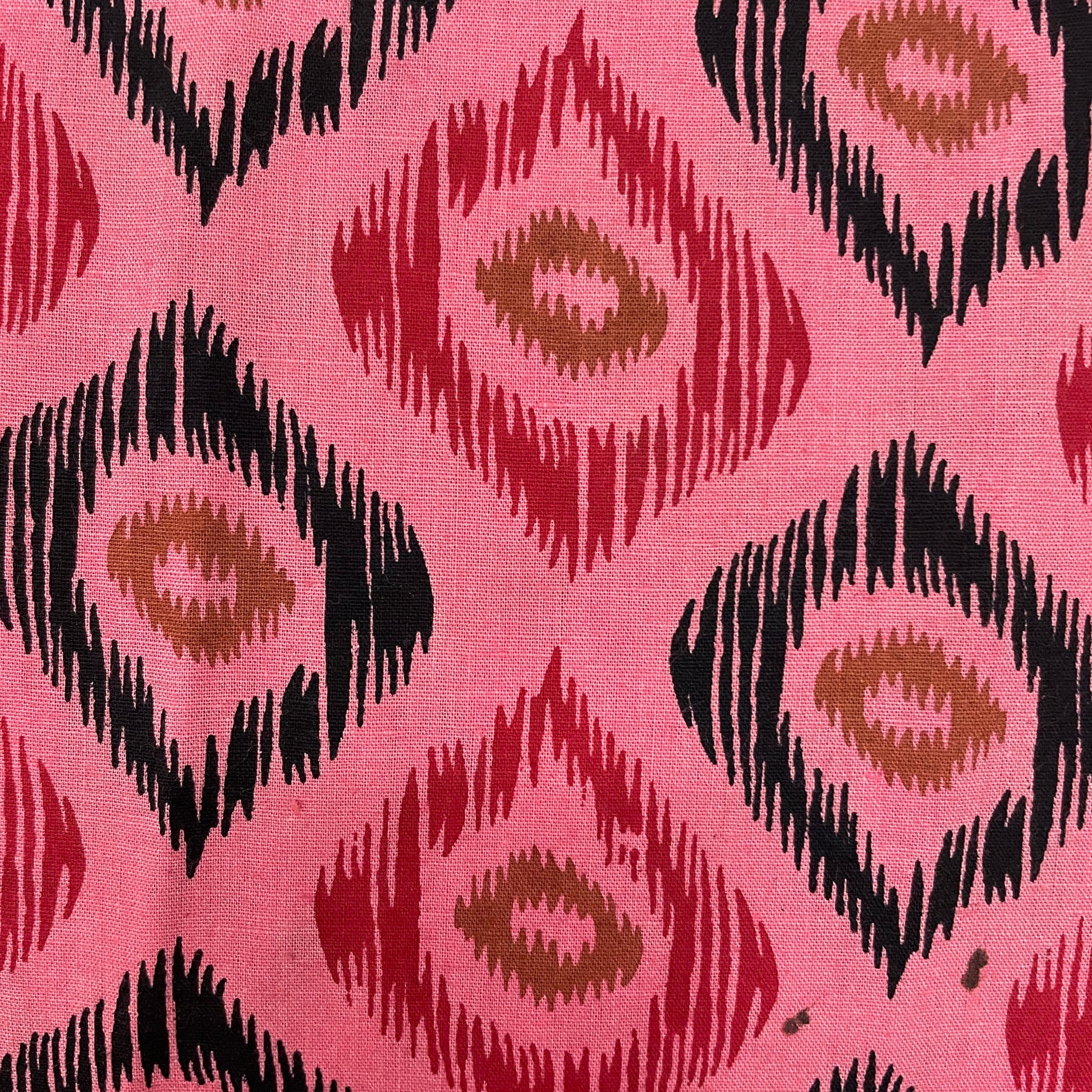 Pink Ikkat Print Poplin Cotton Fabric - TradeUNO