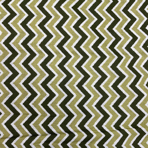 Olive Green Chevron Print Poplin Cotton Fabric - TradeUNO