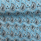 Sky Blue Paisley Print Poplin Cotton Fabric - TradeUNO