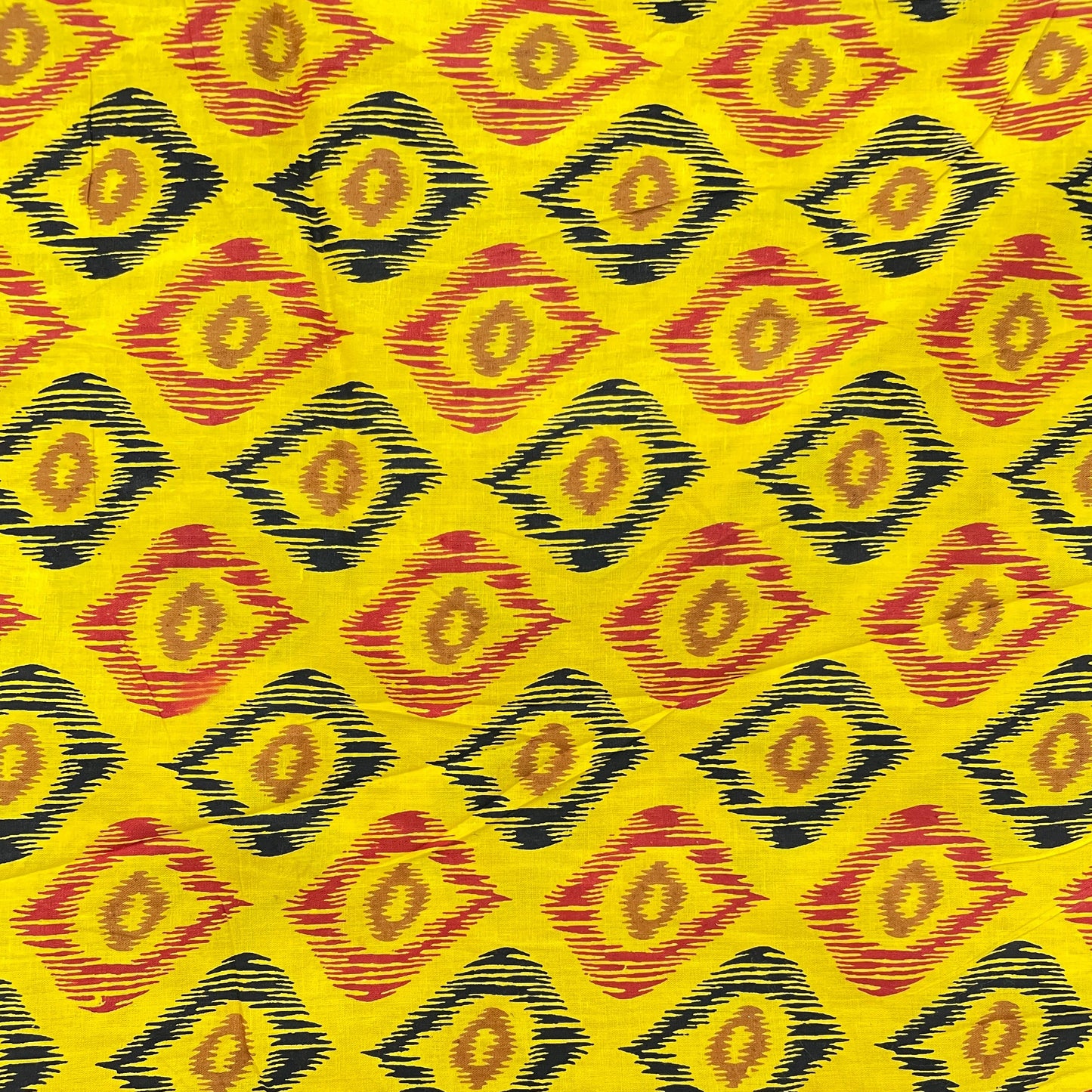 Yellow Ikkat Print Poplin Cotton Fabric - TradeUNO