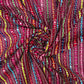 Red With Multicolor Stripe Sequence Thread Embroidery Georgette Fabric - TradeUNO