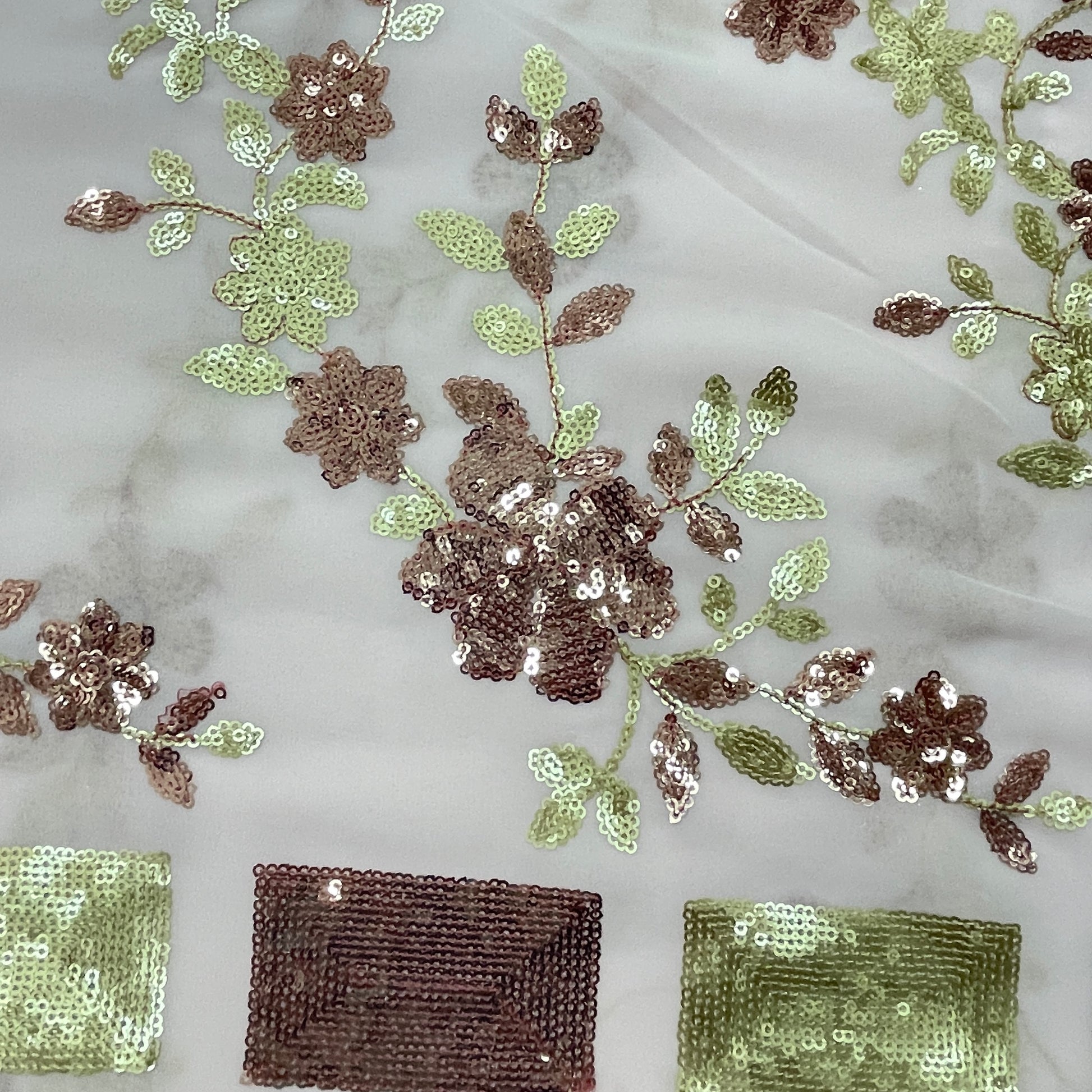Pink Floral Sequence Georgette Fabric - TradeUNO