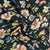 Black With Multicolor Floral Print Georgette Fabric Plain Weave 54 inches