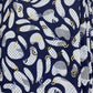 Navy Blue With White Abstract Print Gold Zari Crepe Fabric - TradeUNO