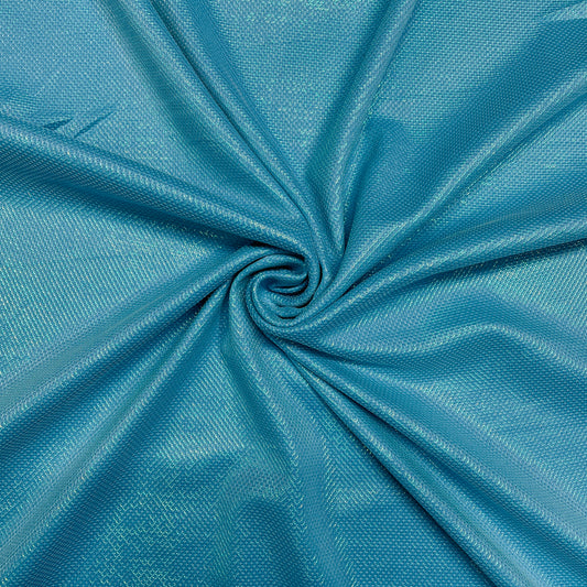 Teal Blue Imported Lurex Knitted Fabric