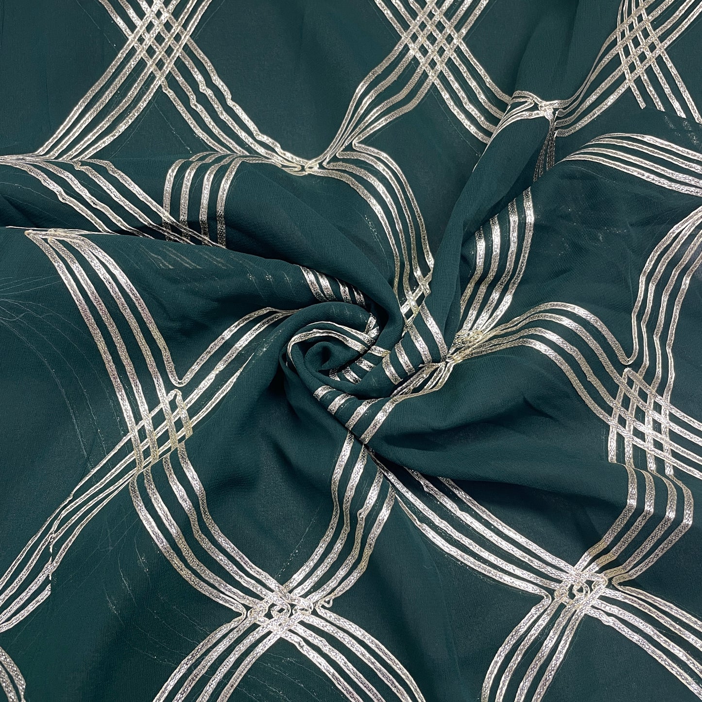 Dark Green Gotta Georgette Fabric - TradeUNO